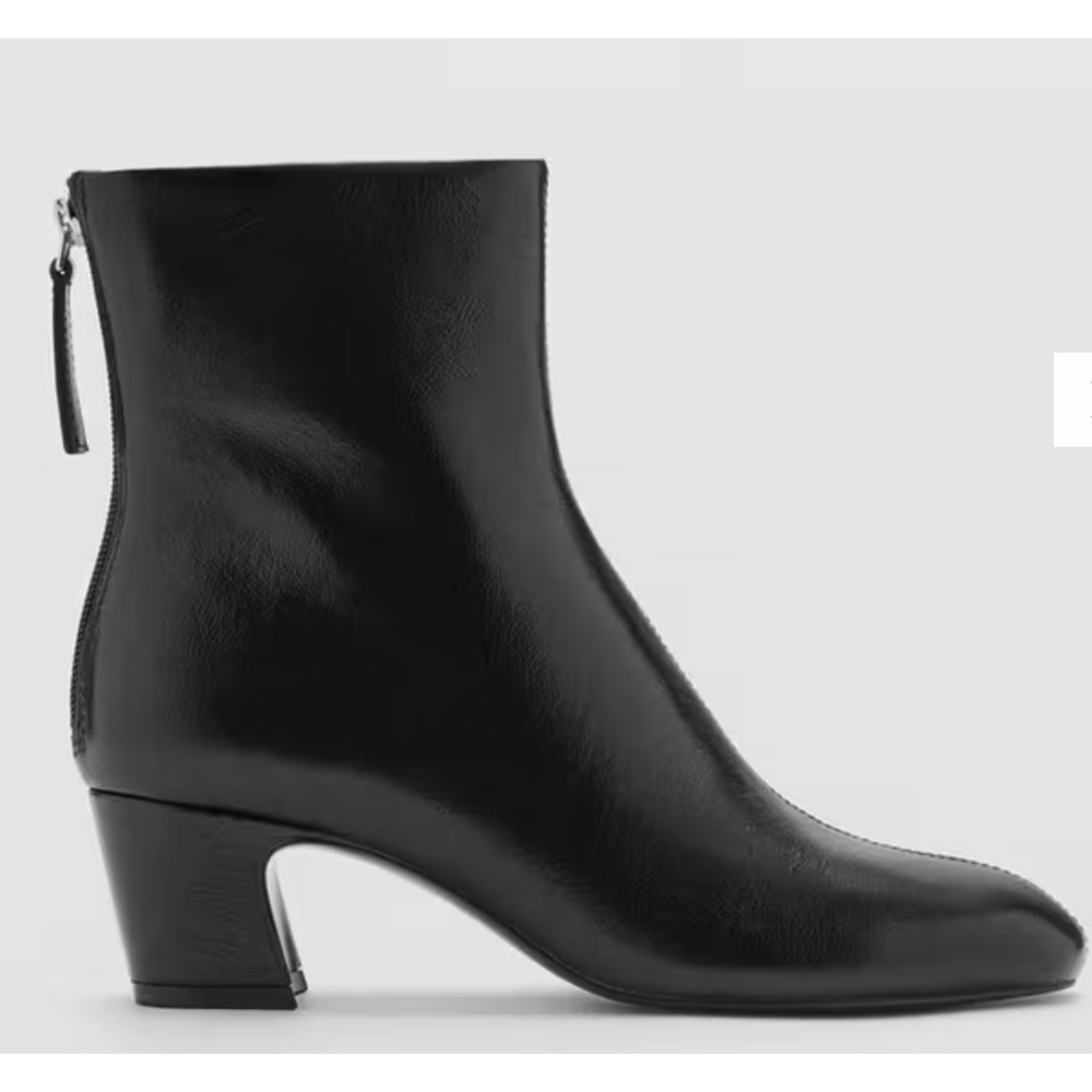 NEW MANGO MNG BLACK CLAIRE LEATHER HEELED ANKLE BOOTS BOOTIE SZ 39 US 8.5 - Picture 2 of 5